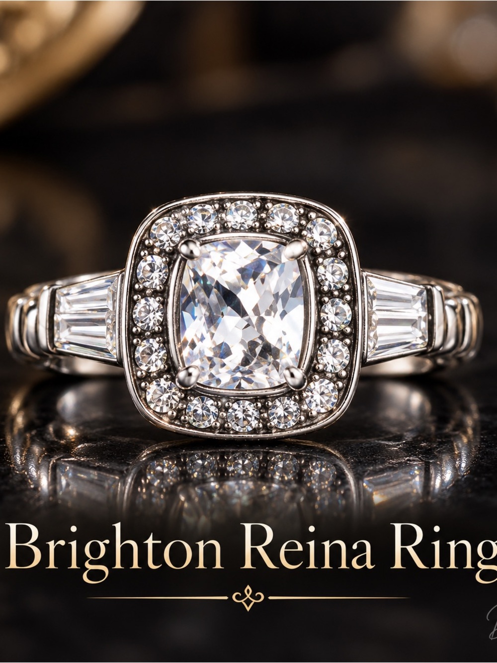 Brighton Reina Crystal Halo Ring Silver Tone Size 6